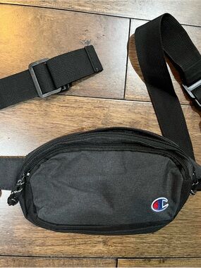 Champion Black Waist Bag with Embroidered Logo